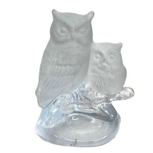 Vintage Owls Mama & Baby on Branch Figurine